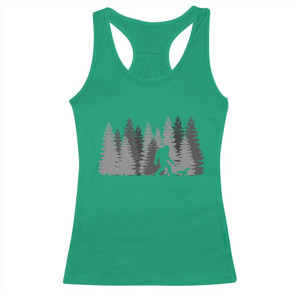 Bigfoot Walking Dachshund Racerback Tank Top Funny Wiener Dog Gift Forest Sasquatch Yeti - Wonder Print Shop