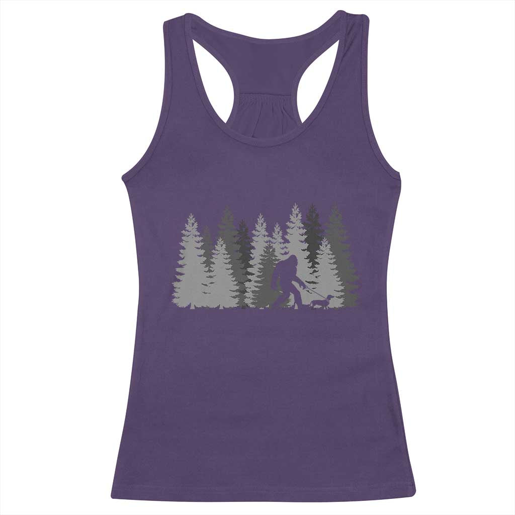 Bigfoot Walking Dachshund Racerback Tank Top Funny Wiener Dog Gift Forest Sasquatch Yeti - Wonder Print Shop