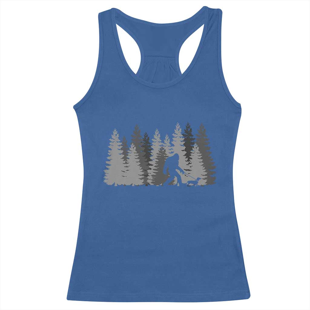 Bigfoot Walking Dachshund Racerback Tank Top Funny Wiener Dog Gift Forest Sasquatch Yeti - Wonder Print Shop