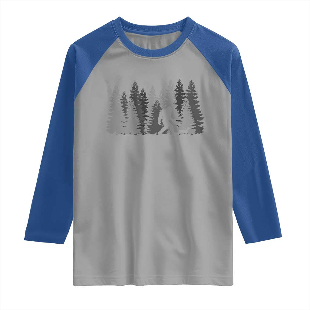 Bigfoot Walking Dachshund Raglan Shirt Funny Wiener Dog Gift Forest Sasquatch Yeti - Wonder Print Shop