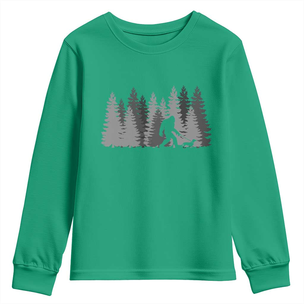 Bigfoot Walking Dachshund Youth Sweatshirt Funny Wiener Dog Gift Forest Sasquatch Yeti - Wonder Print Shop