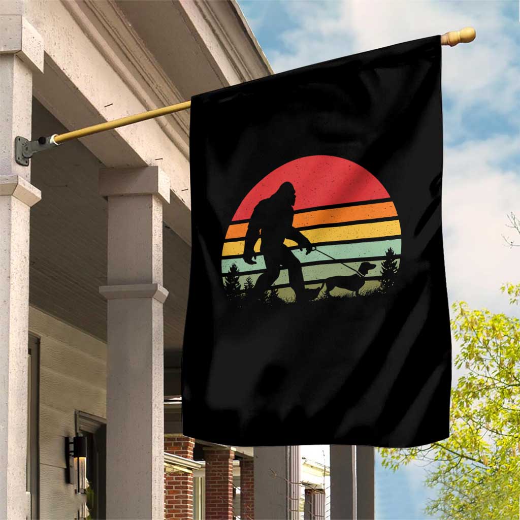 Retro Bigfoot Walking Dachshund Garden Flag Funny Doxie Wiener Dog Walker Vintage 70s 80s - Wonder Print Shop