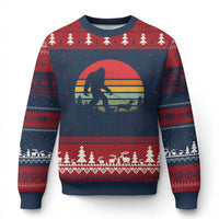 Retro Bigfoot Walking Dachshund Ugly Christmas Sweater Funny Doxie Wiener Dog Walker Vintage 70s 80s - Wonder Print Shop