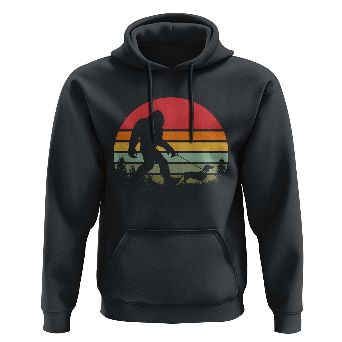 Retro Bigfoot Walking Dachshund Hoodie Funny Doxie Wiener Dog Walker Vintage 70s 80s - Wonder Print Shop