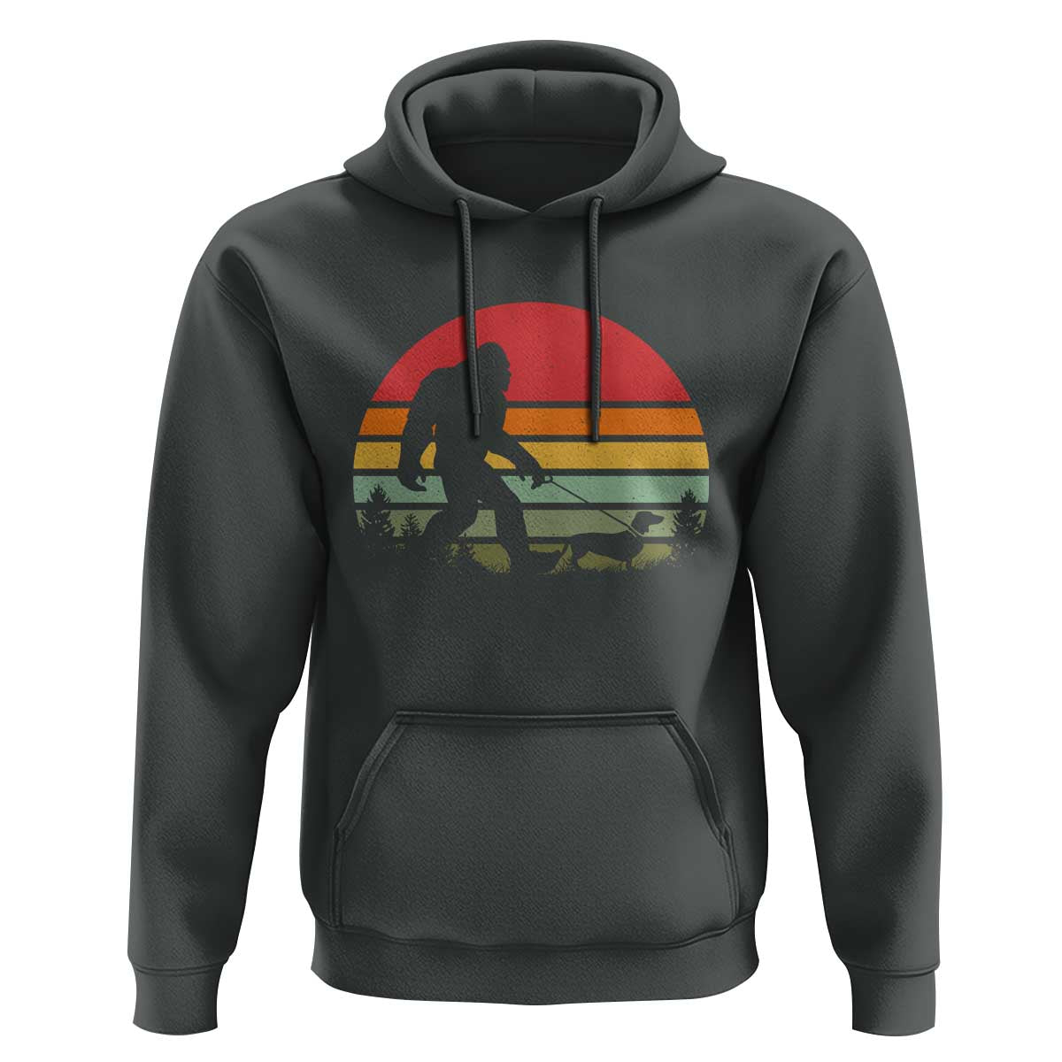 Retro Bigfoot Walking Dachshund Hoodie Funny Doxie Wiener Dog Walker Vintage 70s 80s - Wonder Print Shop