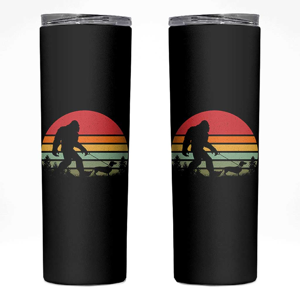 Retro Bigfoot Walking Dachshund Skinny Tumbler Funny Doxie Wiener Dog Walker Vintage 70s 80s - Wonder Print Shop