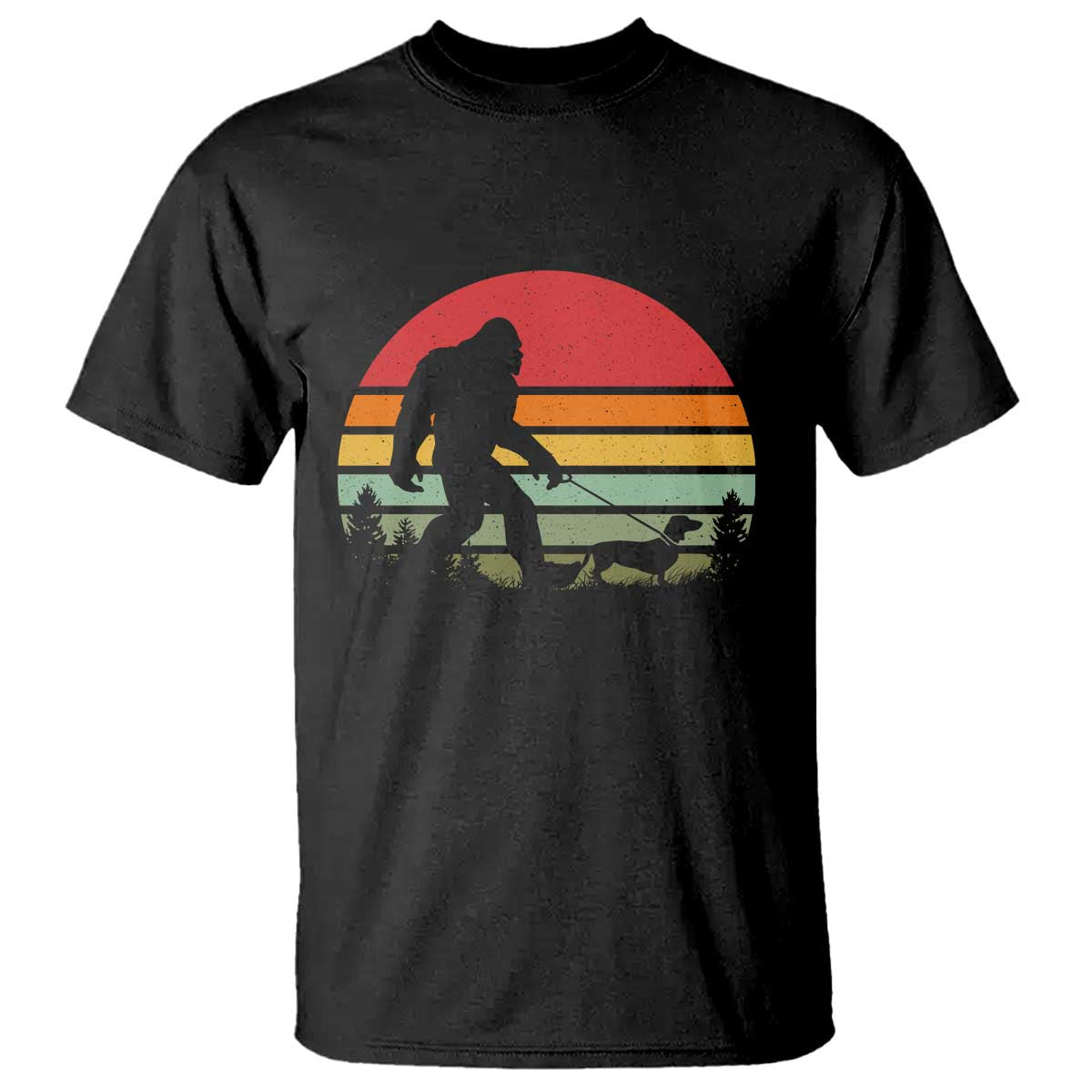 Retro Bigfoot Walking Dachshund T Shirt Funny Doxie Wiener Dog Walker Vintage 70s 80s - Wonder Print Shop