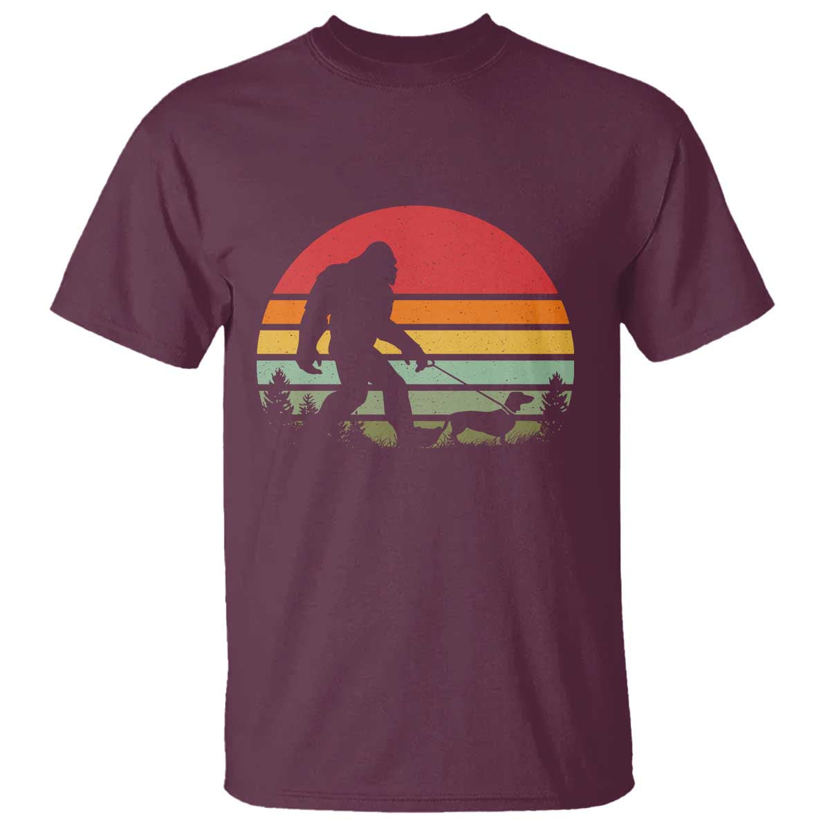 Retro Bigfoot Walking Dachshund T Shirt Funny Doxie Wiener Dog Walker Vintage 70s 80s - Wonder Print Shop