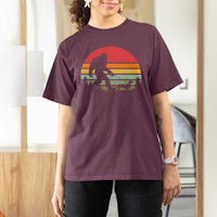 Retro Bigfoot Walking Dachshund T Shirt For Women Funny Doxie Wiener Dog Walker Vintage 70s 80s - Wonder Print Shop