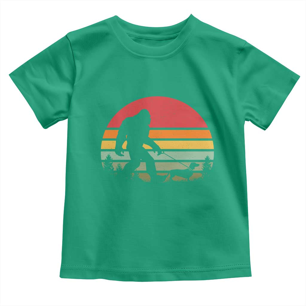 Retro Bigfoot Walking Dachshund Toddler T Shirt Funny Doxie Wiener Dog Walker Vintage 70s 80s - Wonder Print Shop