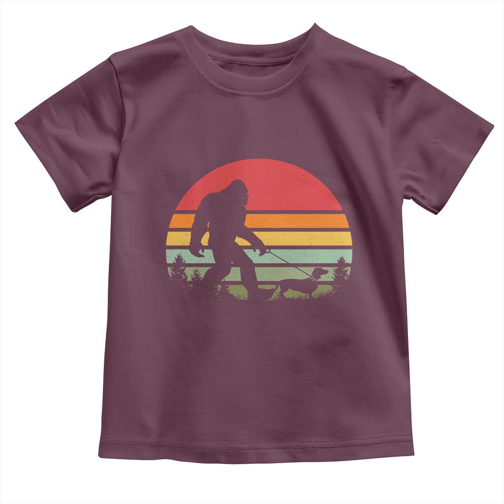 Retro Bigfoot Walking Dachshund Toddler T Shirt Funny Doxie Wiener Dog Walker Vintage 70s 80s - Wonder Print Shop