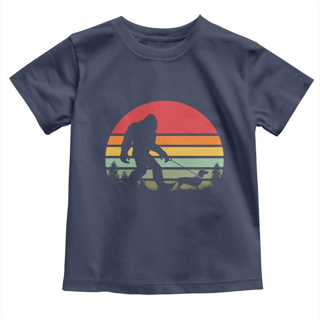 Retro Bigfoot Walking Dachshund Toddler T Shirt Funny Doxie Wiener Dog Walker Vintage 70s 80s - Wonder Print Shop