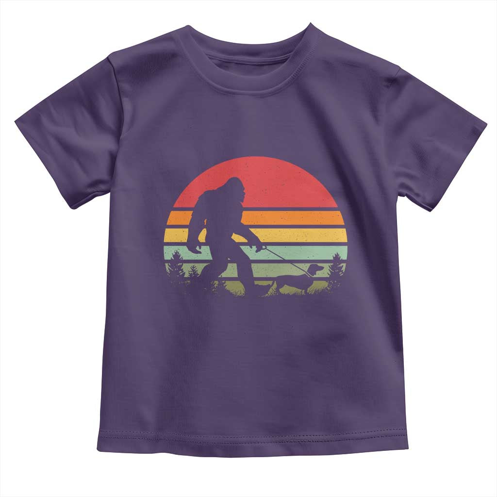 Retro Bigfoot Walking Dachshund Toddler T Shirt Funny Doxie Wiener Dog Walker Vintage 70s 80s - Wonder Print Shop