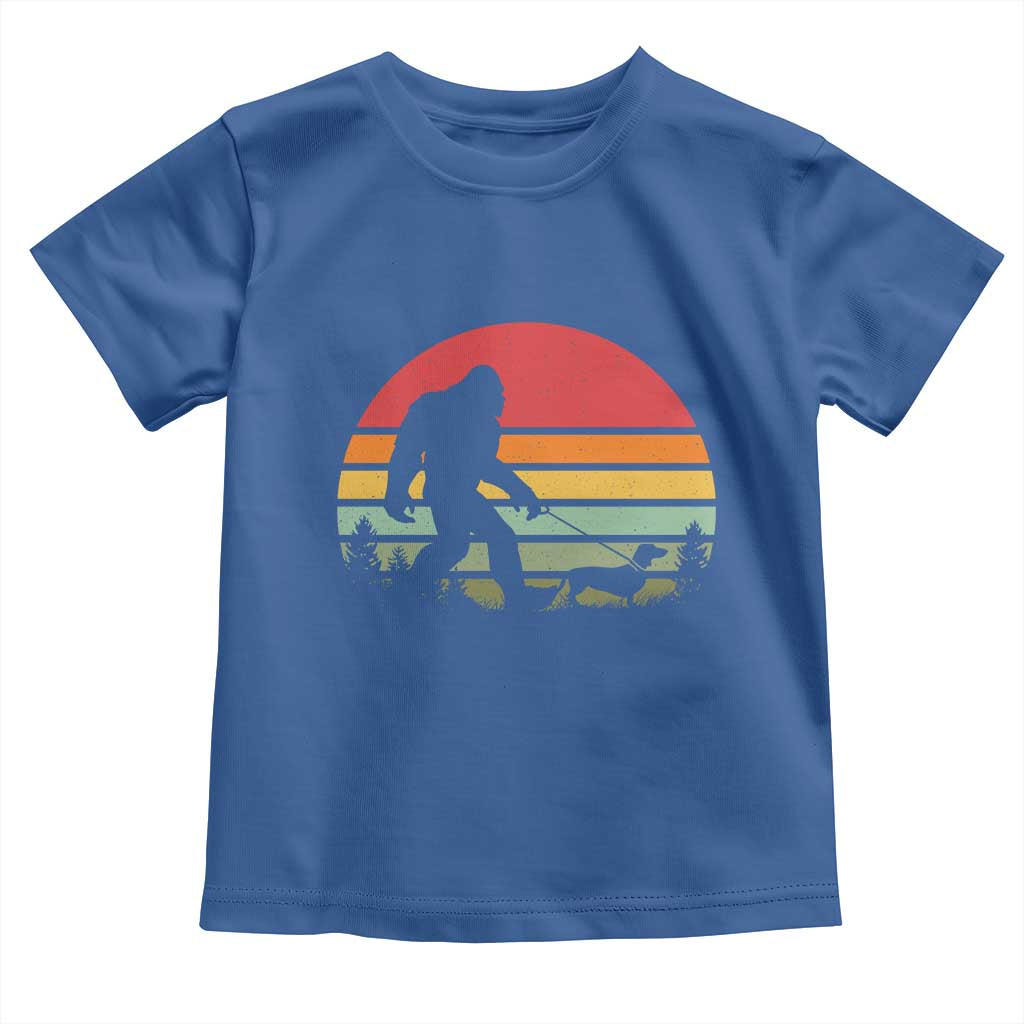 Retro Bigfoot Walking Dachshund Toddler T Shirt Funny Doxie Wiener Dog Walker Vintage 70s 80s - Wonder Print Shop