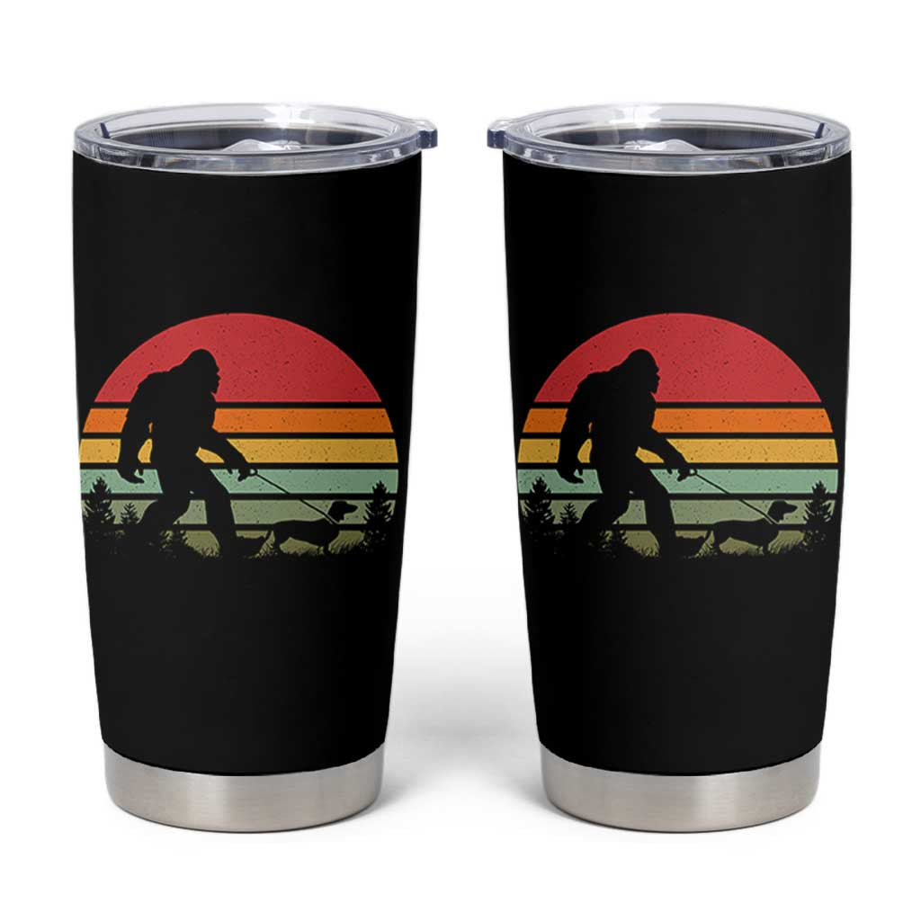 Retro Bigfoot Walking Dachshund Tumbler Cup Funny Doxie Wiener Dog Walker Vintage 70s 80s - Wonder Print Shop
