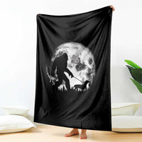 Bigfoot Walking Dachshund Throw Blanket Funny Doxie Wiener Sasquatch Night Stroll Full Moon - Wonder Print Shop