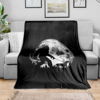 Bigfoot Walking Dachshund Throw Blanket Funny Doxie Wiener Sasquatch Night Stroll Full Moon - Wonder Print Shop