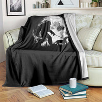 Bigfoot Walking Dachshund Throw Blanket Funny Doxie Wiener Sasquatch Night Stroll Full Moon - Wonder Print Shop