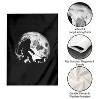 Bigfoot Walking Dachshund Garden Flag Funny Doxie Wiener Sasquatch Night Stroll Full Moon - Wonder Print Shop