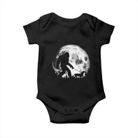 Bigfoot Walking Dachshund Baby Onesie Funny Doxie Wiener Sasquatch Night Stroll Full Moon - Wonder Print Shop