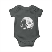 Bigfoot Walking Dachshund Baby Onesie Funny Doxie Wiener Sasquatch Night Stroll Full Moon - Wonder Print Shop