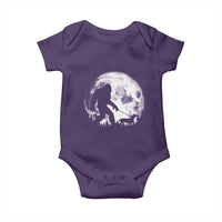 Bigfoot Walking Dachshund Baby Onesie Funny Doxie Wiener Sasquatch Night Stroll Full Moon - Wonder Print Shop