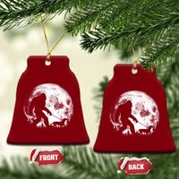Bigfoot Walking Dachshund Ceramic Ornament Funny Doxie Wiener Sasquatch Night Stroll Full Moon - Wonder Print Shop