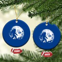 Bigfoot Walking Dachshund Ceramic Ornament Funny Doxie Wiener Sasquatch Night Stroll Full Moon - Wonder Print Shop