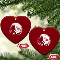 Bigfoot Walking Dachshund Ceramic Ornament Funny Doxie Wiener Sasquatch Night Stroll Full Moon - Wonder Print Shop