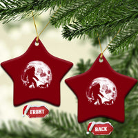 Bigfoot Walking Dachshund Ceramic Ornament Funny Doxie Wiener Sasquatch Night Stroll Full Moon - Wonder Print Shop