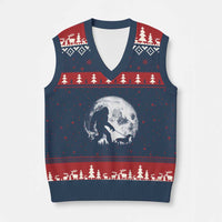 Bigfoot Walking Dachshund V-Neck Knit Sweater Vest Funny Doxie Wiener Sasquatch Night Stroll Full Moon - Wonder Print Shop