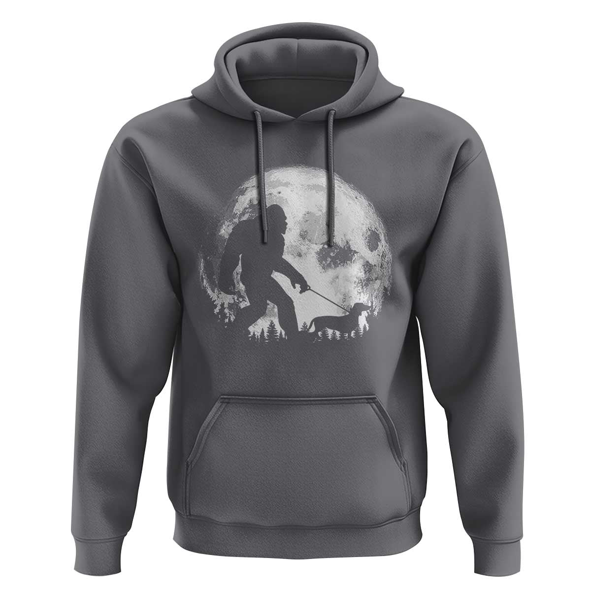 Bigfoot Walking Dachshund Hoodie Funny Doxie Wiener Sasquatch Night Stroll Full Moon - Wonder Print Shop