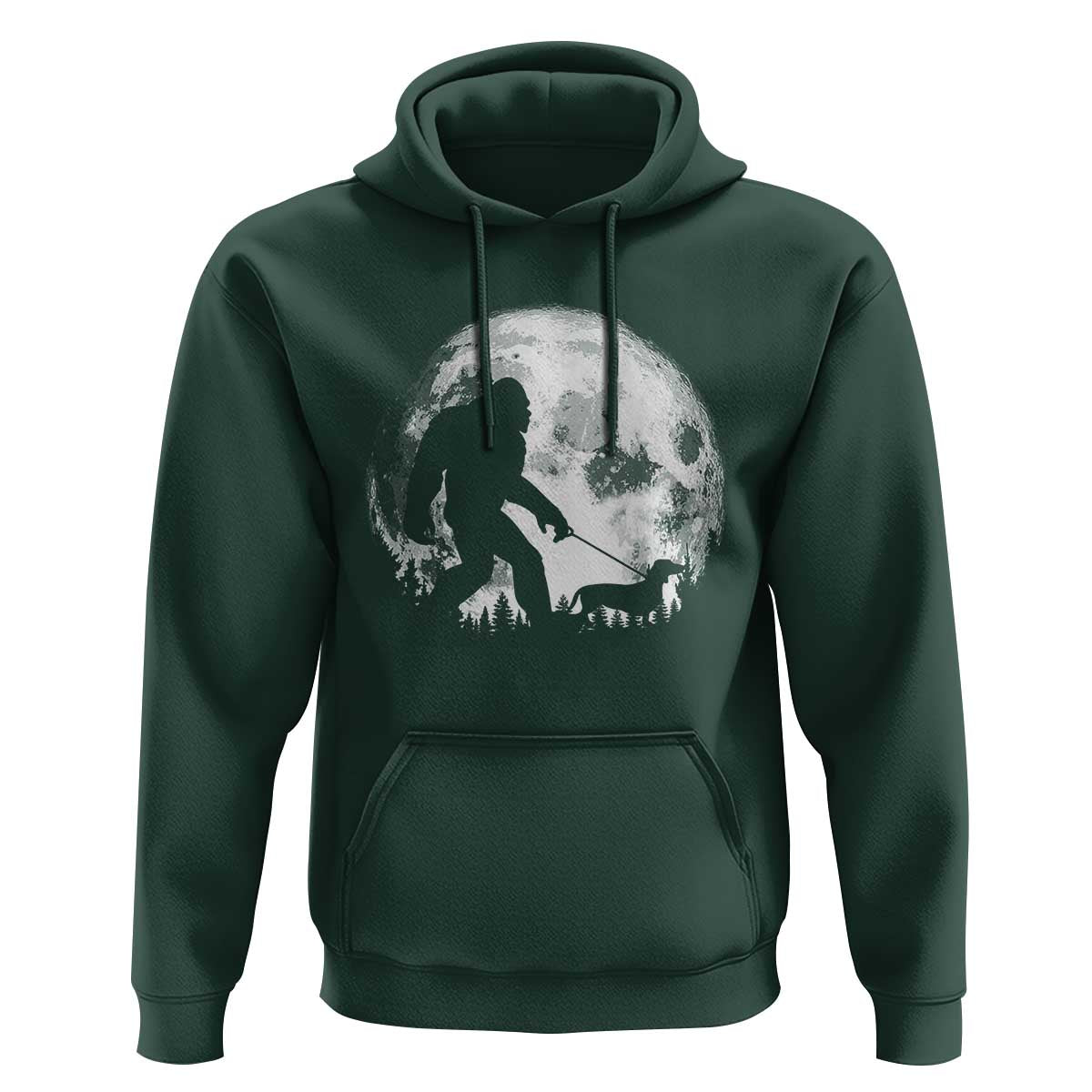 Bigfoot Walking Dachshund Hoodie Funny Doxie Wiener Sasquatch Night Stroll Full Moon - Wonder Print Shop
