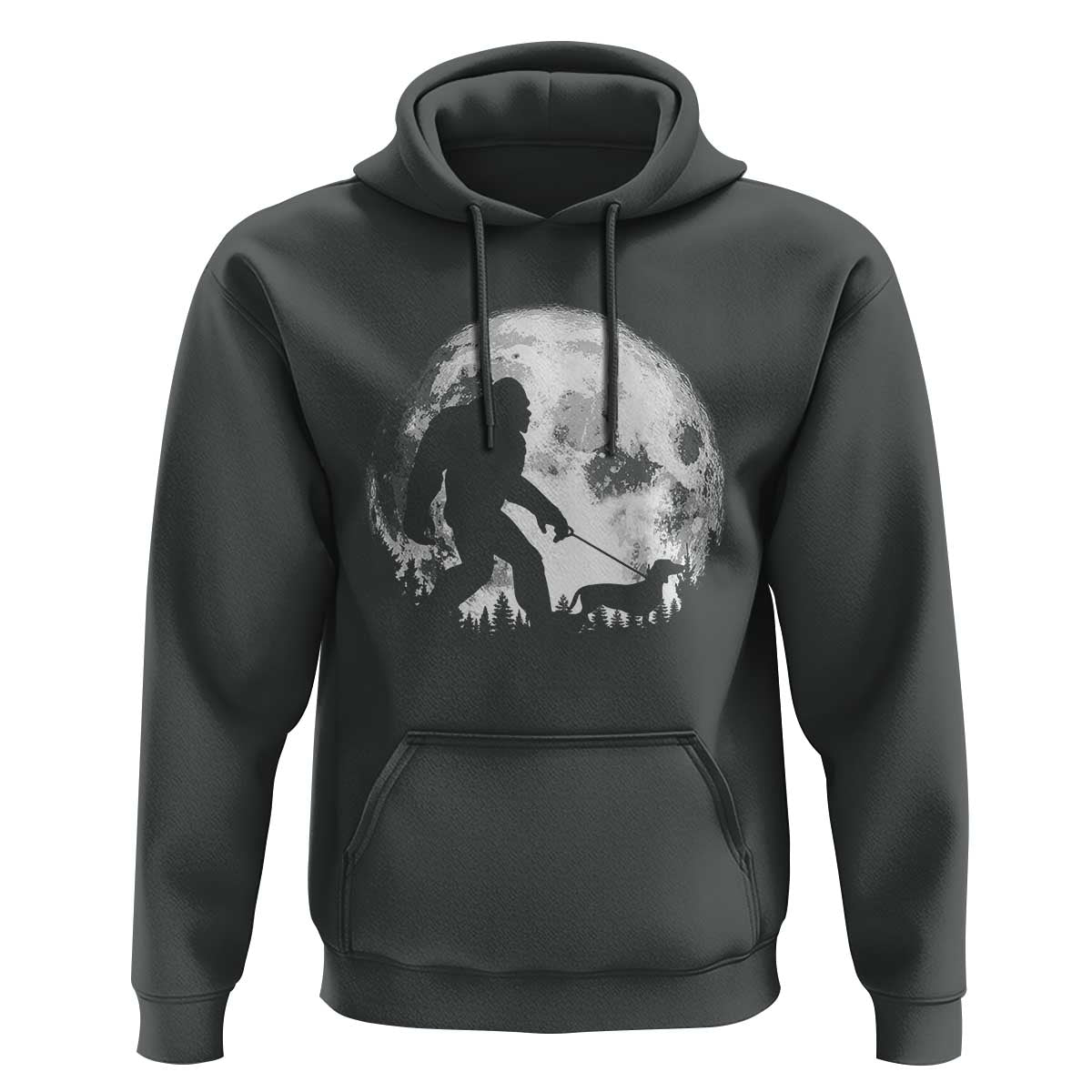 Bigfoot Walking Dachshund Hoodie Funny Doxie Wiener Sasquatch Night Stroll Full Moon - Wonder Print Shop