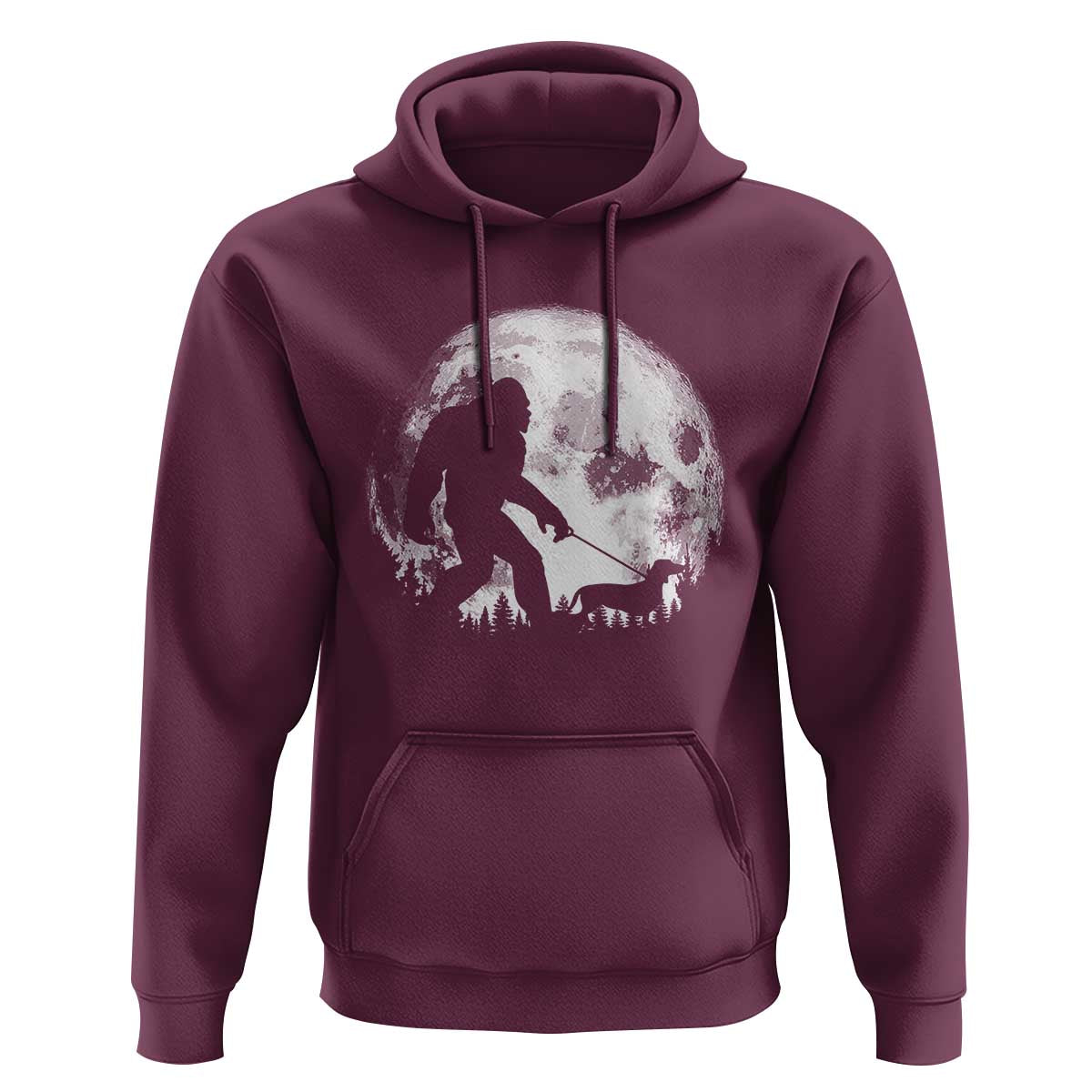 Bigfoot Walking Dachshund Hoodie Funny Doxie Wiener Sasquatch Night Stroll Full Moon - Wonder Print Shop
