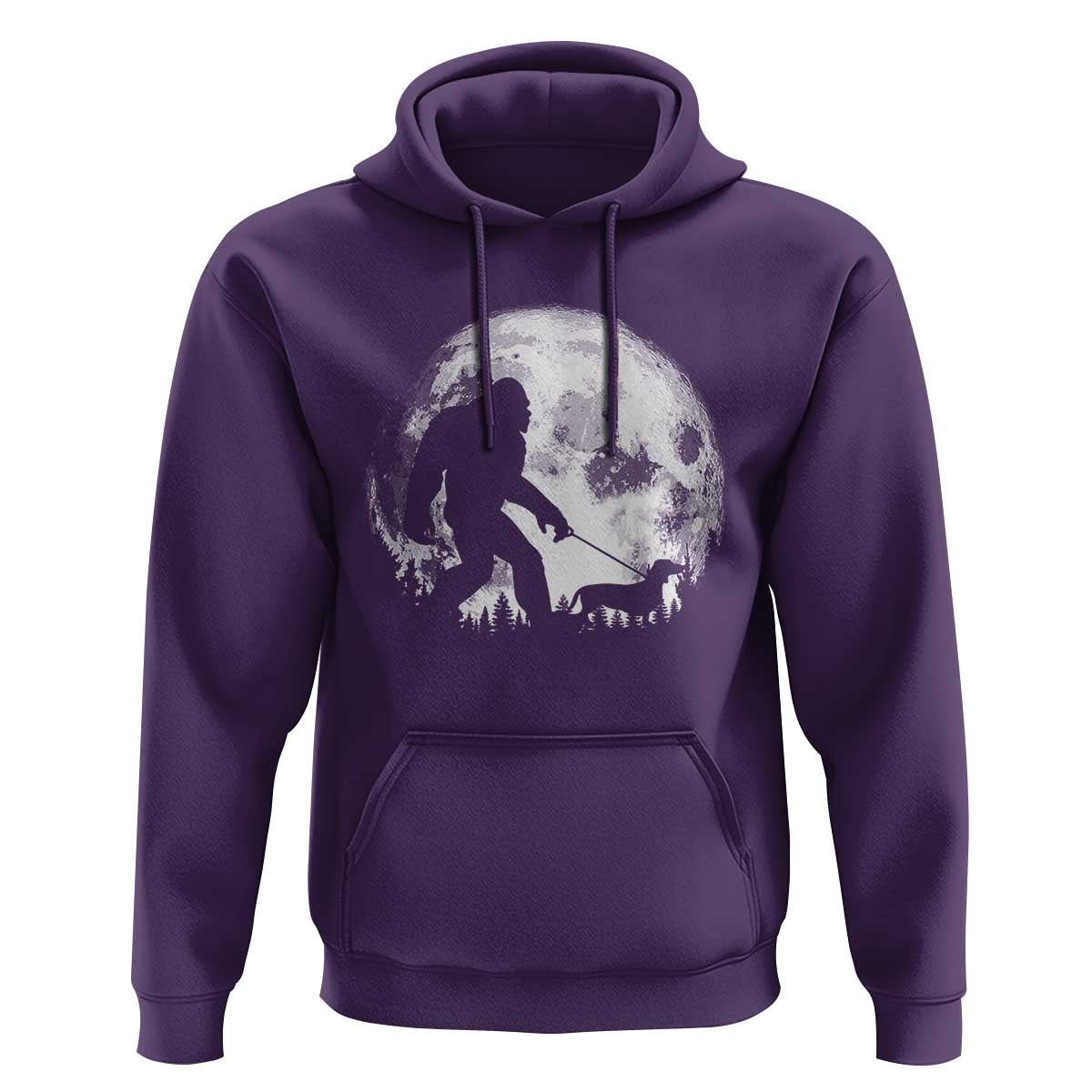 Bigfoot Walking Dachshund Hoodie Funny Doxie Wiener Sasquatch Night Stroll Full Moon - Wonder Print Shop