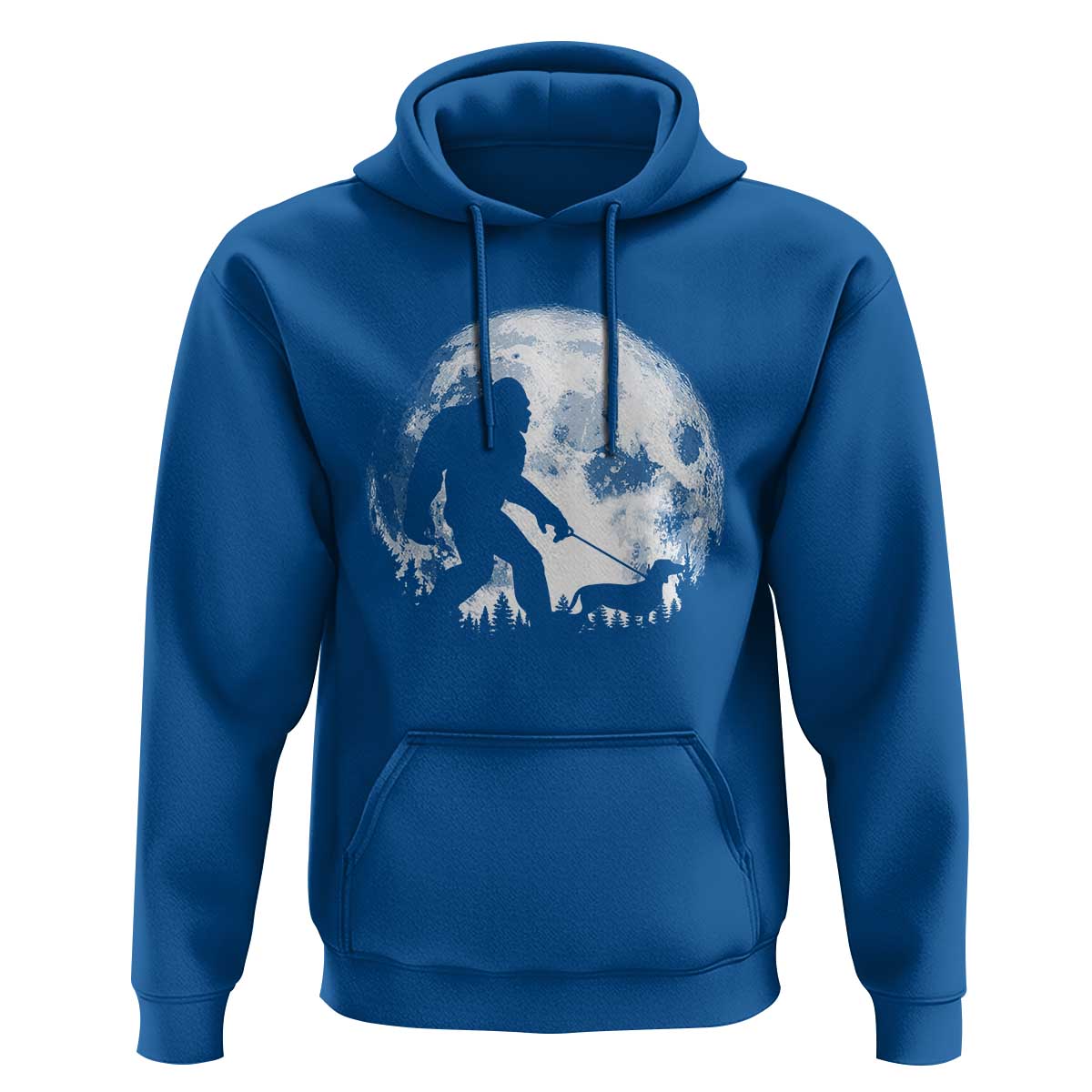 Bigfoot Walking Dachshund Hoodie Funny Doxie Wiener Sasquatch Night Stroll Full Moon - Wonder Print Shop
