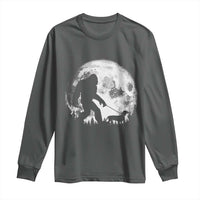 Bigfoot Walking Dachshund Long Sleeve Shirt Funny Doxie Wiener Sasquatch Night Stroll Full Moon - Wonder Print Shop