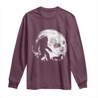 Bigfoot Walking Dachshund Long Sleeve Shirt Funny Doxie Wiener Sasquatch Night Stroll Full Moon - Wonder Print Shop