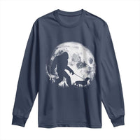 Bigfoot Walking Dachshund Long Sleeve Shirt Funny Doxie Wiener Sasquatch Night Stroll Full Moon - Wonder Print Shop