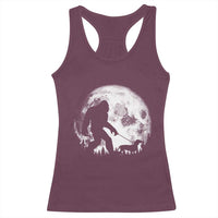 Bigfoot Walking Dachshund Racerback Tank Top Funny Doxie Wiener Sasquatch Night Stroll Full Moon - Wonder Print Shop