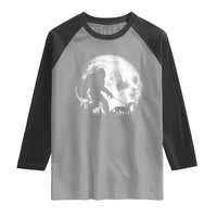 Bigfoot Walking Dachshund Raglan Shirt Funny Doxie Wiener Sasquatch Night Stroll Full Moon - Wonder Print Shop