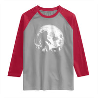 Bigfoot Walking Dachshund Raglan Shirt Funny Doxie Wiener Sasquatch Night Stroll Full Moon - Wonder Print Shop