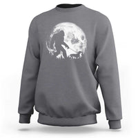 Bigfoot Walking Dachshund Sweatshirt Funny Doxie Wiener Sasquatch Night Stroll Full Moon - Wonder Print Shop