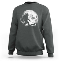 Bigfoot Walking Dachshund Sweatshirt Funny Doxie Wiener Sasquatch Night Stroll Full Moon - Wonder Print Shop