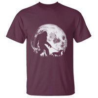 Bigfoot Walking Dachshund T Shirt Funny Doxie Wiener Sasquatch Night Stroll Full Moon - Wonder Print Shop