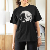 Bigfoot Walking Dachshund T Shirt For Women Funny Doxie Wiener Sasquatch Night Stroll Full Moon - Wonder Print Shop