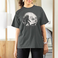 Bigfoot Walking Dachshund T Shirt For Women Funny Doxie Wiener Sasquatch Night Stroll Full Moon - Wonder Print Shop