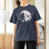 Bigfoot Walking Dachshund T Shirt For Women Funny Doxie Wiener Sasquatch Night Stroll Full Moon - Wonder Print Shop