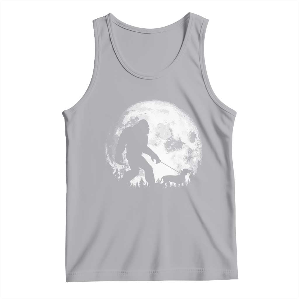 Bigfoot Walking Dachshund Tank Top Funny Doxie Wiener Sasquatch Night Stroll Full Moon - Wonder Print Shop